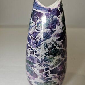 McCoy, Pottery, Cascade, Bud Vase, MCM, Purple, Green, White Lusterware 6' Tall